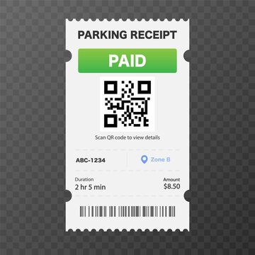 Parking Receipt Paid Ticket. Vector illustration.