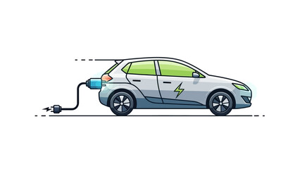 Electric car charging with a lightning bolt symbol.