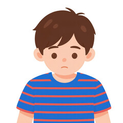 Fototapeta premium Boy in striped shirt with pensive expression