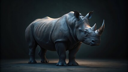 Obraz premium A majestic black rhino stands proudly in the shadows