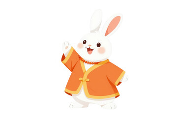 Fototapeta premium Cute Bunny Toy Wearing Orange Shirt