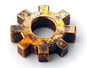 A rusty gear with a circular hole