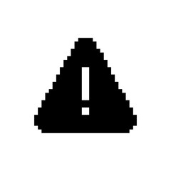 Pixel Art Danger Exclamation Marks Sign. Caution Alarm, Attention Pixel icons. Fatal Error Warning Message. Retro Game Effect. 8 Bit Button.