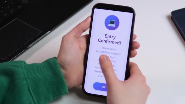 rendy footage of mobile app sweepstakes. User enters gaming gear giveaway with successful confirmation. Perfect for social media engagement, brand loyalty, and tech lifestyle storytelling