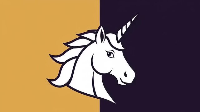 White Unicorn Head Illustration Animation.