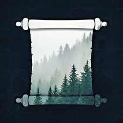 Mystical Forest Landscape Scroll Image for Creative Projects
