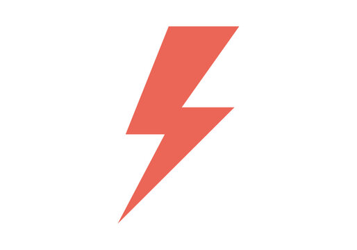 Icono de un rayo rojo aislado en fondo