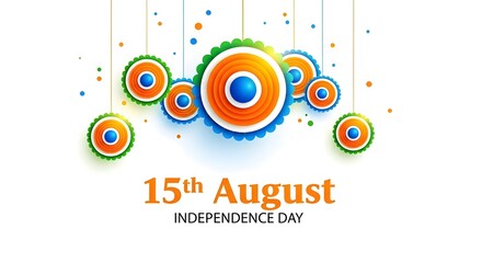 Obraz premium Independence day celebration with vibrant multicolored circles and typography
