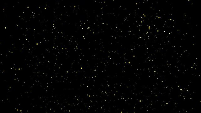 Flashing golden rain on transparent background, alpha channel. Loop animation, 60 fps. Sparkles or particles falling down with glow effect. Glitter particles with motion. Overlay video.