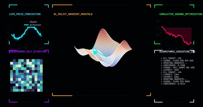 Advanced Machine Learning Trading Core with HFT Neural Network, LSTM Price Forecasting, Reinforcement Learning Optimization and Algorithmic Execution Dashboard