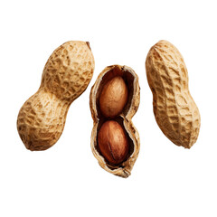 Three peanuts on a black background