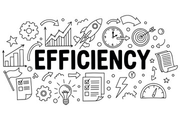 Obraz premium Efficiency concept with business icons in black and white