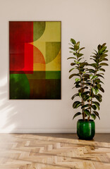 Naklejka premium Large luxury modern bright interiors Living room mockup illustration 3D rendering Digitally Generated Image