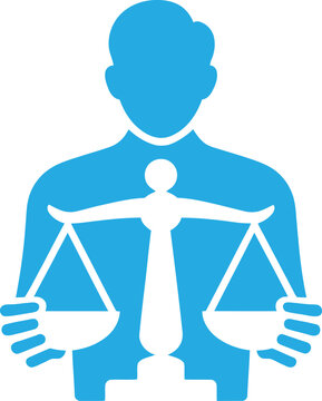 Flat legal professional holding balance scale icon justice authority concept vector illustration