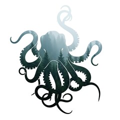 Octopus Forest Silhouette Stock Photo