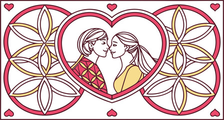 Obraz premium Geometric Love Frame Environmental Sustainability Concept Vector Icon