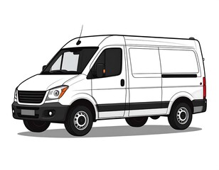 A white van with black trim and grill