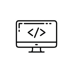 computer,monitor,code,minimal,icon,thin,line,programming,development,software,technology,