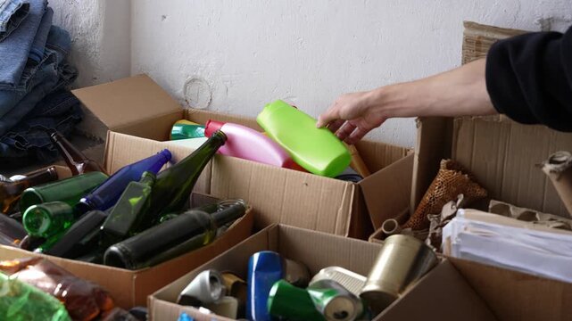 HDPE plastic bottles for recycling. Recycling Center, Eco-center