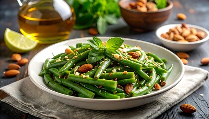 Fresh Green Bean Salad with Nuts and Herbs.