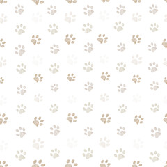 Nature colored paw prints background. Seamless fabric design pattern © HELIORA