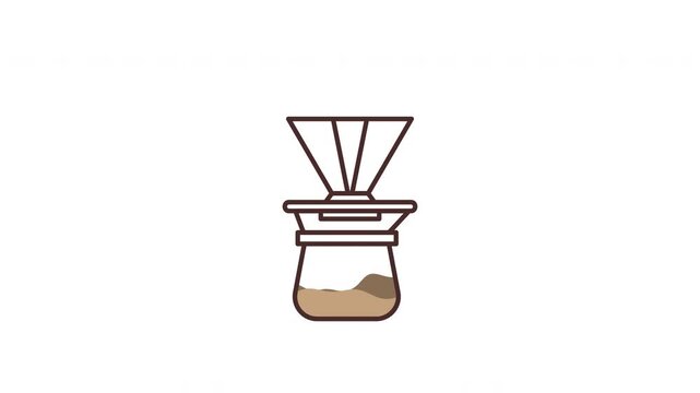 4K V60 pour over coffee loading animation with alpha channel. Drip filter brewing into coffee pot, smooth liquid fill, percentage loading 0&ndash;100, loading text, and falling coffee bean