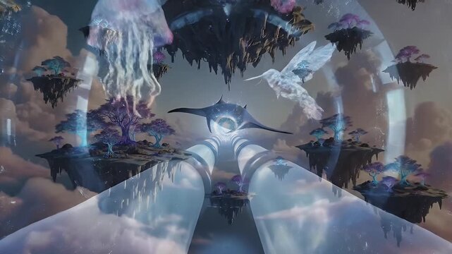 Interdimensional Neon Tunnel of Energy Streams Embracing a Central Silhouette