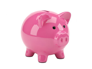 Fototapeta premium A vibrant pink piggy bank standing on a white surface with a bright background. isolated on transparent background
