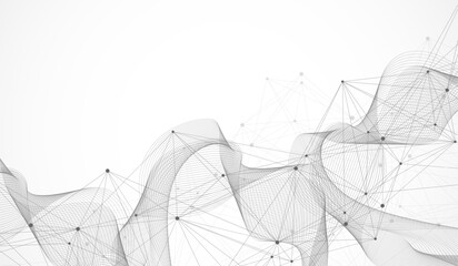 Global network connection concept. Big data visualization. Social network communication in the global computer networks. Internet technology. Business. Science. Vector illustration