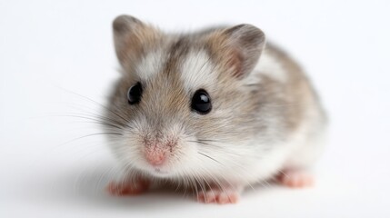 A small hamster sitting on a white surface