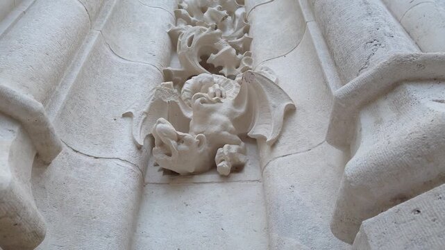 Dragon-shaped exterior high-relief decoration of the cathedral of Seville, Spain