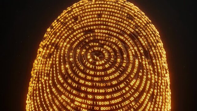 Digital fingerprint made of binary code reflecting innovation technology