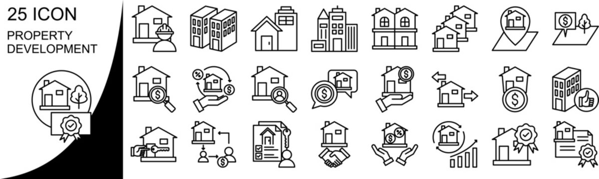 Property development icon set collection