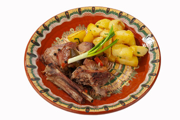 Lamb with boiled potatoes and vegetables