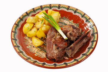 Lamb with boiled potatoes and vegetables