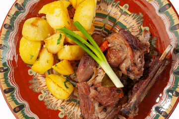 Lamb with boiled potatoes and vegetables