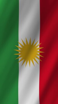 Vertical Kurdistan Flag Waving Animation, 4K Quality