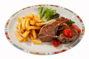 Lamb with boiled potatoes and vegetables