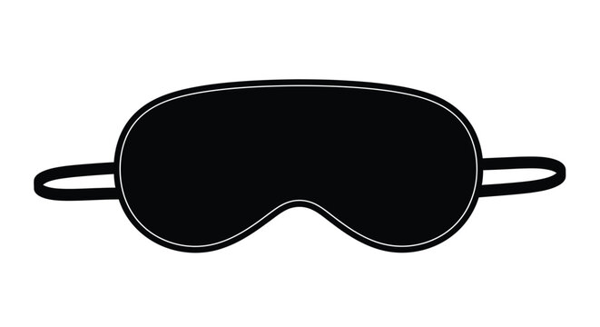Simple black sleep mask illustration on a plain white background