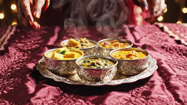 Golden Fast Food Medley Seamless Loops of Fried Appetizers on Plates and Trays in Macro Detail for Culinary