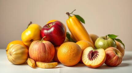 Aesthetic Composition of Assorted Autumn Fruits on a Table