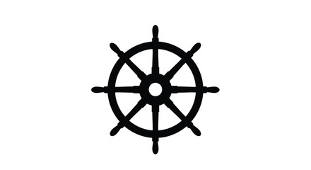 Obraz premium Simple black and white illustration of a ship s steering wheel