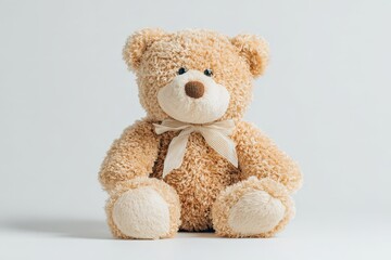 Obraz premium Isolated Fluffy Teddy Bear on White Background copy space