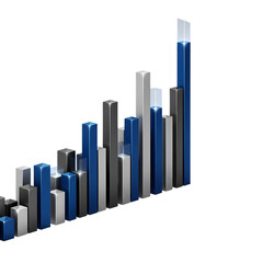 3D Bar Chart Illustrating Growth and Financial Success