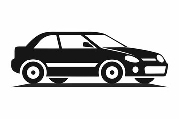 Fototapeta premium Black silhouette car icon side view transportation vehicle design graphic illustration