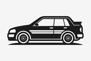 Fototapeta premium Black silhouette hatchback car side view illustration graphic design element