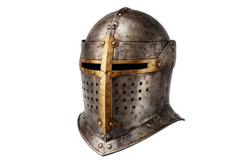 Medieval Knight Helmet Armor Isolated on White Background
