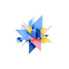 Geometric Abstract Starburst: Colorful Modern Composition