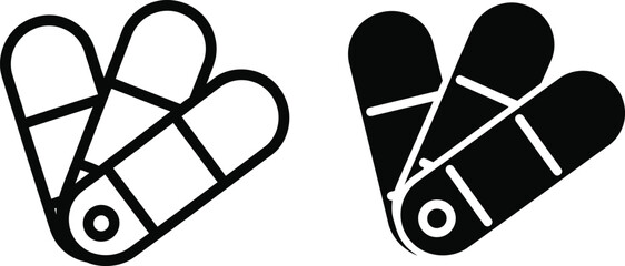 Two Black and White Flipper Illustrations © MDABDUS