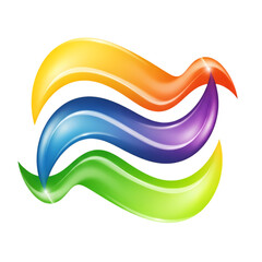 Vibrant Wavy Ribbons: Abstract Orange, Blue, and Green